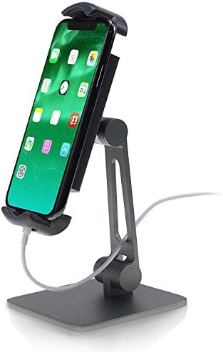 URBAN KINGS Phone Stand Tablet Stand Cell Phone Holder Adjustable Folding 360 Swivel Compatible with iPhone, Tablets, Portable Mount for Office Desk Kitchen Table (Silver)