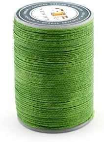 0.8 mm Flat Waxed Thread for Hand Stitching, Leather Craft, DIY (Signal Green)