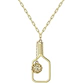 Picklebelle Volley Pickleball Paddle and Ball Charm Gold Pendant with Sterling Silver Gold Chain- 18k Gold Necklace for Women | Gift for Her, Present For Birthday, Valentine's day, Wedding Anniversary and Mother's day