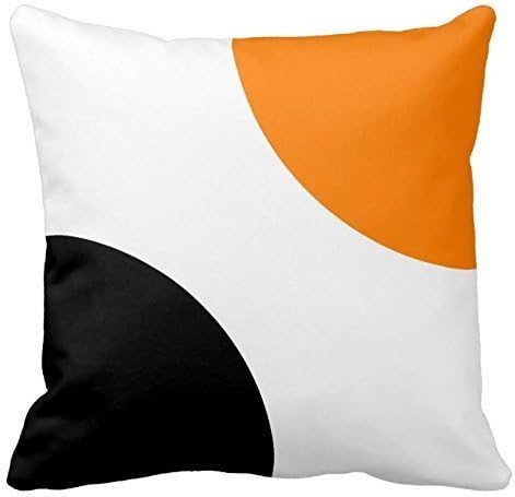 ZKHTO Orange and Black Circles Pattern Throw Pillow Case Cushion Cover Square Decorative Two Sides,Cover Size:20 x 20 Inch(50cm x 50cm)
