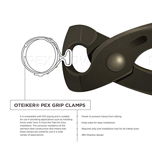 Pexflow PXKT-CR1234 Pex Cinch Clamps - 100 pcs of 1/2 Inch + 50 pcs of 3/4 Inch Stainless Steel Cinch Oetiker Corrosion-Resistant Clamps for Radiant Heating, Domestic Water & Other Plumbing Application