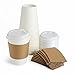 Eslite Hot Paper Coffee Cups with Lids and Sleeves,12 Ounce,50 Count,White