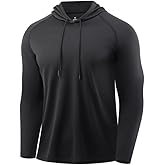 X-thud Men Quick Dry Hoodies Shirt Long Sleeve Workout Athletic Gym Pullover Hooded Shirts