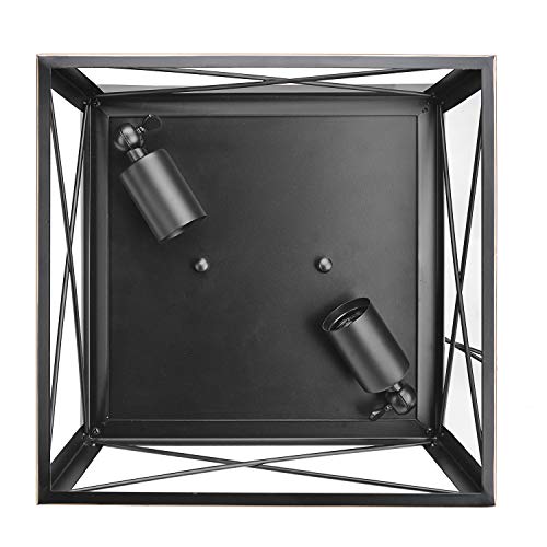 HMVPL Industrial Close to Ceiling Light, Farmhouse Flush Mount Pendant Lighting Fixtures Mini Ceiling Lamp 2-Light for Kitchen Island Dining Room Bedroom Foyer Hallway