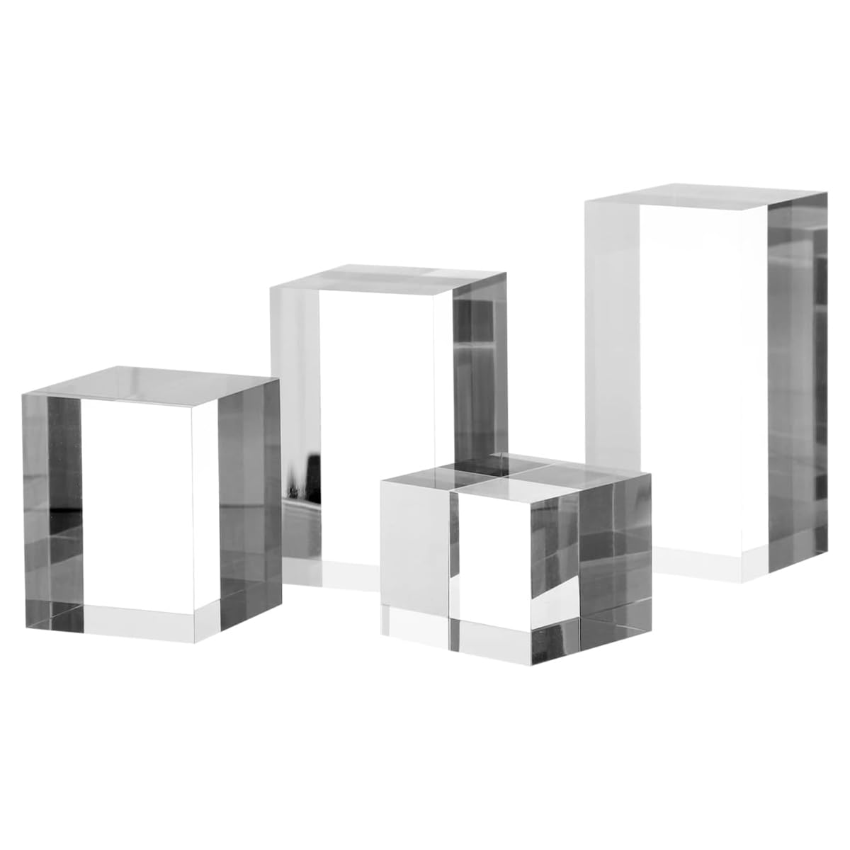Sarini 4pcs Acrylic Display Stand Transparent Solid Acrylic Cosmetic Display Photography Base For Trade Shows, Display Of Jewelry, Cosmetics, Etc.