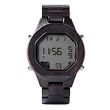 LED Wooden Digital Watch Men Ebony Wood Case Kol