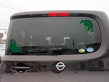 Amazon デザイン工房ｓｉｇｎｓ ワンポイント 車 窓 ステッカー 7 薔薇 バラ 左右２枚セット 綺麗にはがせる モスグリーン マット ステッカー デカール 車 バイク