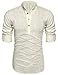 Mens Thin Henley Button-down Slim Fit Rollup Sleeve Shirt