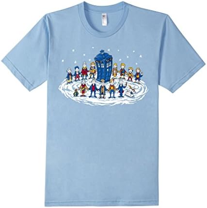 Men's Cute cartoon "Doctor Whoville" winter holiday shirt Small Baby Blue