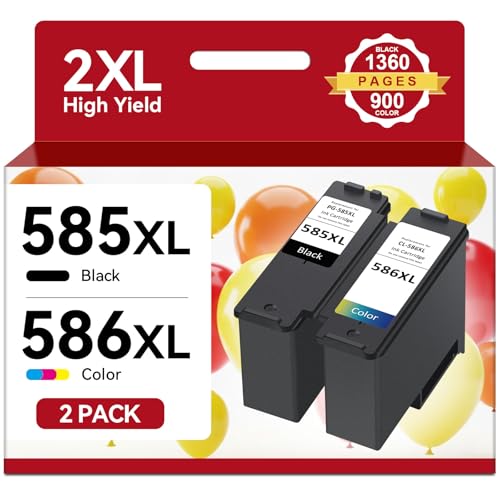 PG-585XL / CL-586XL Multipack Ink Cartridges Compatible with Canon 585 586 Cartridges High Capacity up to 2,260 Pages for PIXMA TS7650i, TS7550i, TS7640i, TS7740i, TS4150i, TS6550i, TS7750i