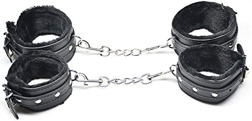 Hxiu Attached and Release PU Leather Felt Hobble with Stain Steel Chain for Goat Sheep Leg Restraints