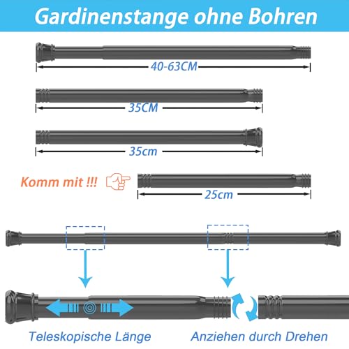1 x Curtain Rail, No Drilling, Tension Rod, Telescopic Rod Curtain for Bathroom, Window, Wardrobe, 83-160 cm, White (Diameter 25