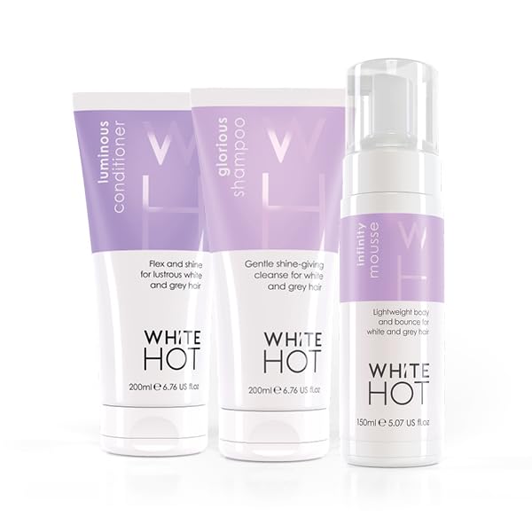 White Hot Shine and Bounce Trio : Glorious Shampoo, Luminous Conditioner, Infinity Mousse : Detoxing, nourishing and moisturising care plus low effort, big impact style
