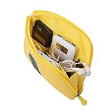Travel Universal Organizer Bag / Electronics Accessories Case Packing Storage Bag, Multifunctional Shockproof Makeup Pouch, Gadget Bag, Data Cable Travel Case With Mesh (Size L, Yellow) - Happy Hours