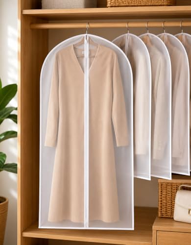kit 5 Capa Protetora para Roupas com Zíper Transparente 60x120cm – Anti Poeira, Anti Mofo, para Terno, Vestido, Casaco, Jaqueta e Guarda-Roupa (5)