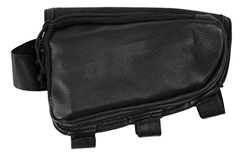 Leather Stock Pack | Cheek Pad | Buttstock Ammo Holder Pouch (Black Leather, Right Hand)