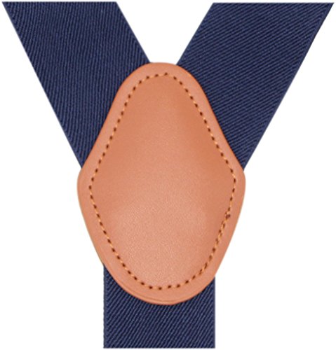 Bioterti Men's Y-Shaped Heavy Duty Suspenders - 6 Metal Clips, Elastic Straps (Navy)