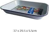 FALCON Enamel Bake Pan Blue & White 37x29.5cm Heavy Gauge Steel Oven Safe view 2