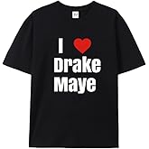 Chaierfei Black Drake Maye T Shirt, I Heart Love Drake Maye Cotton Unisex Graphic Tee, Fan Tee, Soft Casual Everyday T-Shirt