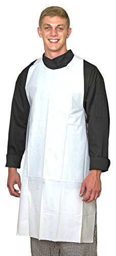 Elara PA-2846 Economy Disposable Poly Apron, 28"x 46", 0.7 mil plastic, White, Indvidually Wrapped (Box of 100)