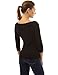 PattyBoutik Women Boat Neck Raglan 3/4 Sleeve Blouse (Black Small)