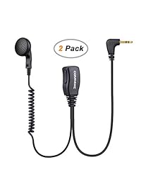 Auricular Walkix Talkie Commixc, Auricular Walkie Talkie clásico de 2.5 mm y 1 pin con micrófono PTT, Compatible con radios bidireccionales Cobra de Motorola Talkabout (paquete de 2)