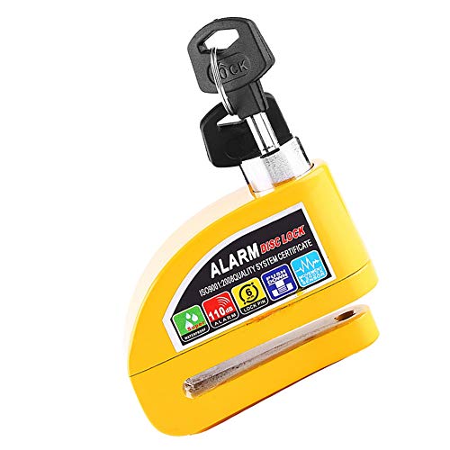 Cuque Disc Brake Lock Motorcycle Anti-Theft Brake Lock Scooter Bicycle Security Alarming System with 2 Keys(Yellow) - Thumbnail 5