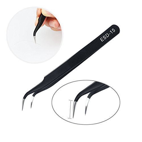 RyhamPaper Tweezers 10-piece Precision Anti-static ESD Stainless Steel Tweezers for Electronics, Jewelry-making, Laboratory Work, Hobbies,with Storage Bag