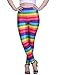 HDE Trendy Design Workout Leggings - Fun Fashion Graphic Printed Cute Patterns Rainbow Stripes - L