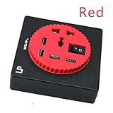 LP 600W 4-Port Desktop USB Charger with Universal AC Power Socket for smartphones, tablets, laptops, and many other devices (Red)