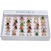 RICHRAIN 36 Pieces Lot Bulk Wholesale Crystals Rings Stone Jewelry Anillo al por May