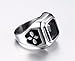 HIJONES Unisex Jewelry Stainless Steel Square Bezel Set Cubic Zirconia Ring, Black Stone Size 5