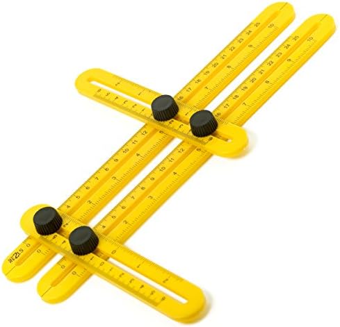 Angle Template Tool #1 RETOOLS with Metal thread on the knobs - Plastic Angleizer - Super Angle Finder &amp; Multi-Angle Measuring Ruler for Handymen, Builders, Tilers, Craftsmen and DIY-ers