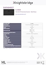 Knightsbridge 13A 2 Gang Double Pole Switched Socket Matt Black Rounded Edge view 6