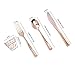 150pcs Rose Gold Premium Plastic Cutlery&Plates Set/Confetti Birthday Tableware Including 25 Dinner Plates, 25 Salad or Dessert Plates & 25 Polished Rose Gold Forks Knives & Spoons & 9oz cups