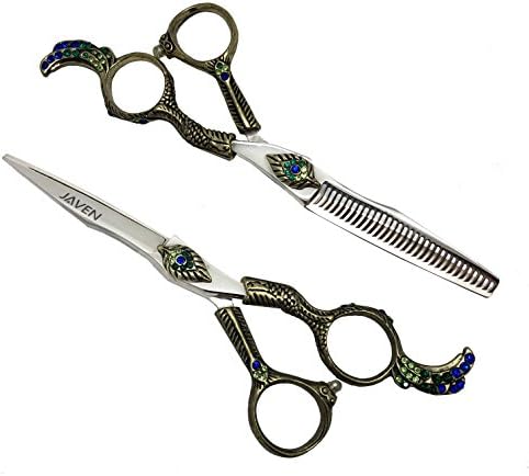 kongque JAVEN 6 Inch Hair Cutting Scissors Set Japan Hair Scissors Teflon Shears Hairdressing Scissors Barber Thinning Scissors Hairdresser Razor Haircut Right hand use (cutting+thinning/set)