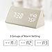OCT17 Wooden Alarm Clock, Wood Alarm Clock Smart LED Digital Clock for Bedroom/desks, Upgraded with Time Temperature, Adjustable Brightness and Voice Control, Humidity Displaying - White