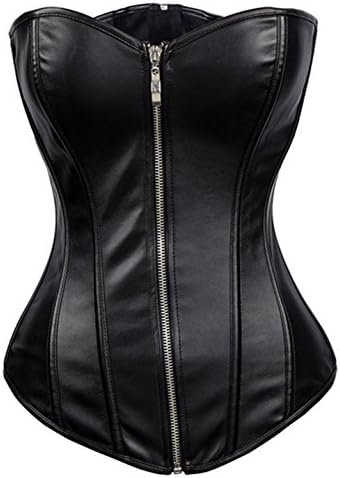 Green/Brown/Red/Black Faux Leather Zipper Overbust Corset and Bustiers Waist Slimming Plus Size S-6XL