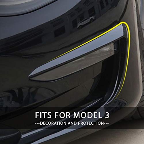 CoolKo Fog Light Eyebrow Cover Trim Frame Exterior Decoration Compatible with Model 3 - Black Piano Pattern [ 1 Pair - Black ] - Thumbnail 6