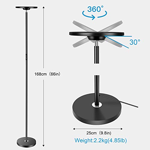 Wixann Smart Led Floor Lamp - WiFi Torchiere Floor Lamp Work with Alexa Google Home, 2000LM Super Bright Dimmable Color Changing Modern Standing Lamp for Living Rooms Bedroom Offices - Black