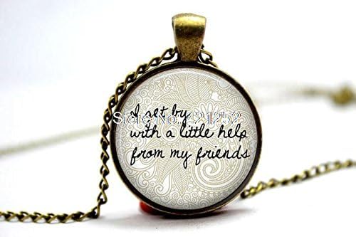 Pretty Lee 2015 Fashion "I Get By With A Little Help From My Friends" Necklace Glass Photo Cabochon Necklace Christmas gift