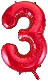 Unique Red Number 3 Shaped Large Foil Balloon 86cm Birthday Decor view 3