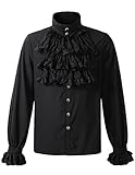 DarcChic Mens Gothic Shirt Top Steampunk Victorian Regency Aristocrat (L, Black)