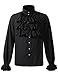 Mens Gothic Shirt Top Steampunk Victorian Regency Aristocrat (M, Black)