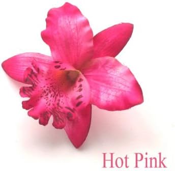 Hot Pink - 1PCS Women Orchid Flower Hair Clip Barrette Bridal Wedding Bridal Accessories