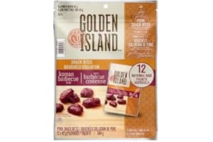 Golden Island Korean BBQ Pork Snack Bites - 12-Pack, 42g Each | Fire Grilled, Smoked, and Seasoned Tender Cuts of Pork | Auth