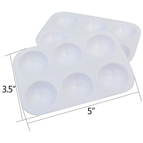 baotongle 30 PCS Plastic Palettes Paint Tray 6 Well Rectangular Watercolor Palette Painting Tray, White
