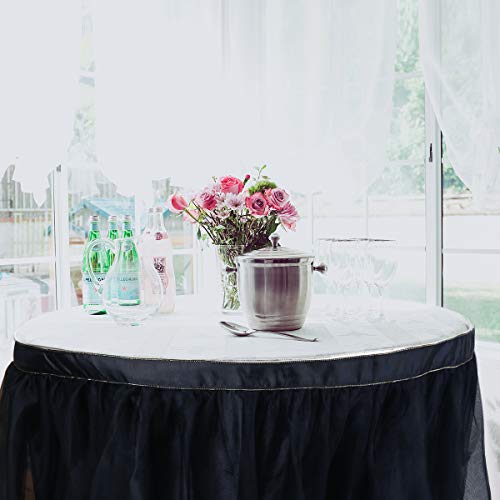 Tulle Tutu Table Skirt, Home Decoration Skirts, Table Fluffy Cloth Skirting, Rectangle or Round for Baby Shower Wedding Birthday Black 6ft