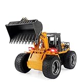 TES TOYS Remote Control Excavator Construction Tractor, Boldozer Toy with 2.4Ghz Transmitter and Metal Shovel 1520 (1:18 Boldozer)