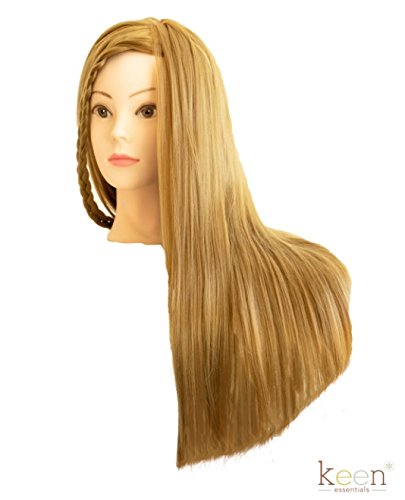 CELINE 20" Long Cosmetology Mannequin Manikin Head 100% Synthetic Hair (Golden Hair) with Free Clamp, Perfect for All Hairdressing Styling Practice Training Display Doll Head Beauty Schools